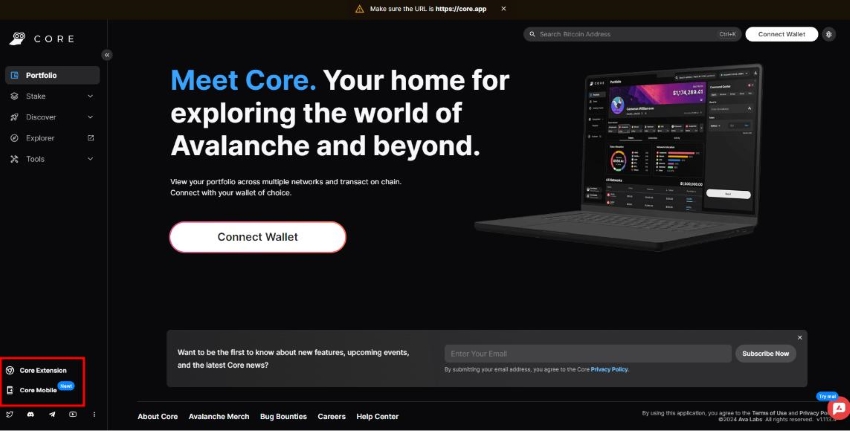 Core wallet official page